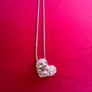 Swarovski pink crystal and sterling heart necklace.